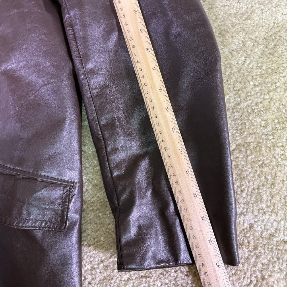 Vtg Cooper Coat Mens 42 L Brown Leather Jacket Removable Faux Fur Lined Made USA - Picture 8 of 10